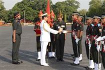 Admiral RK Dhowan reviewing the Passing Out Parade at the Indian Military Academy Dehradun