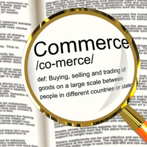 Commerce Definition Magnifier Showing Trading Buying And Selling