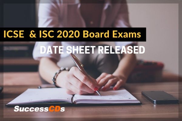icse isc 2020 board exams date sheet