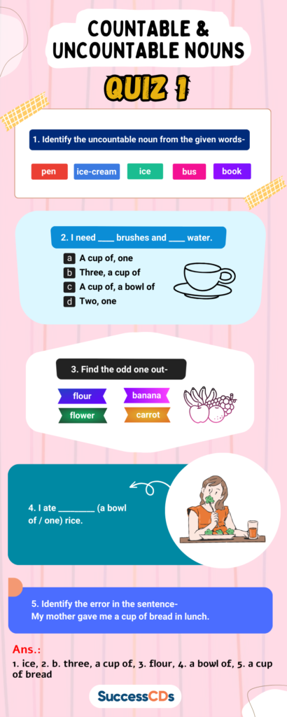 Countable and Uncountable Nouns Quiz 1