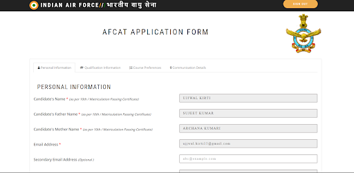 afcat application form