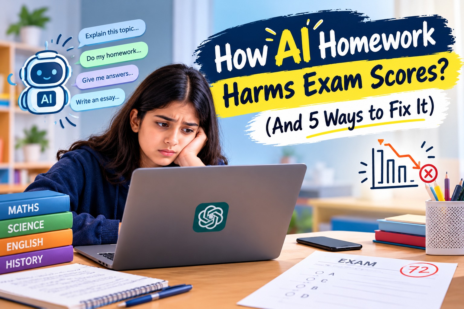 How AI Homework Harms Exam Scores